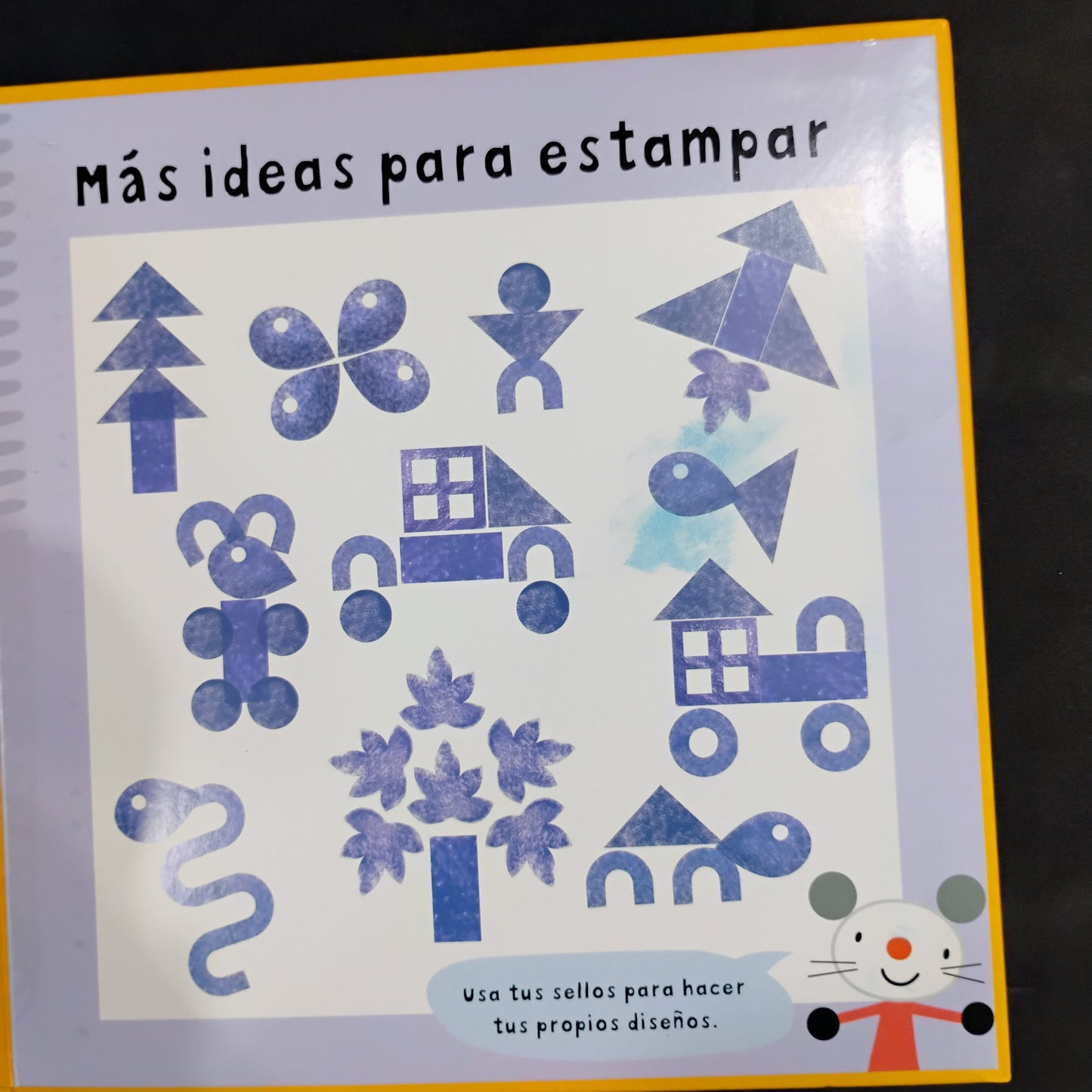 Arty mouse. Te muestra el mundo a través de las formas. Sellos. Aprendizaje temprano a través de l arte.