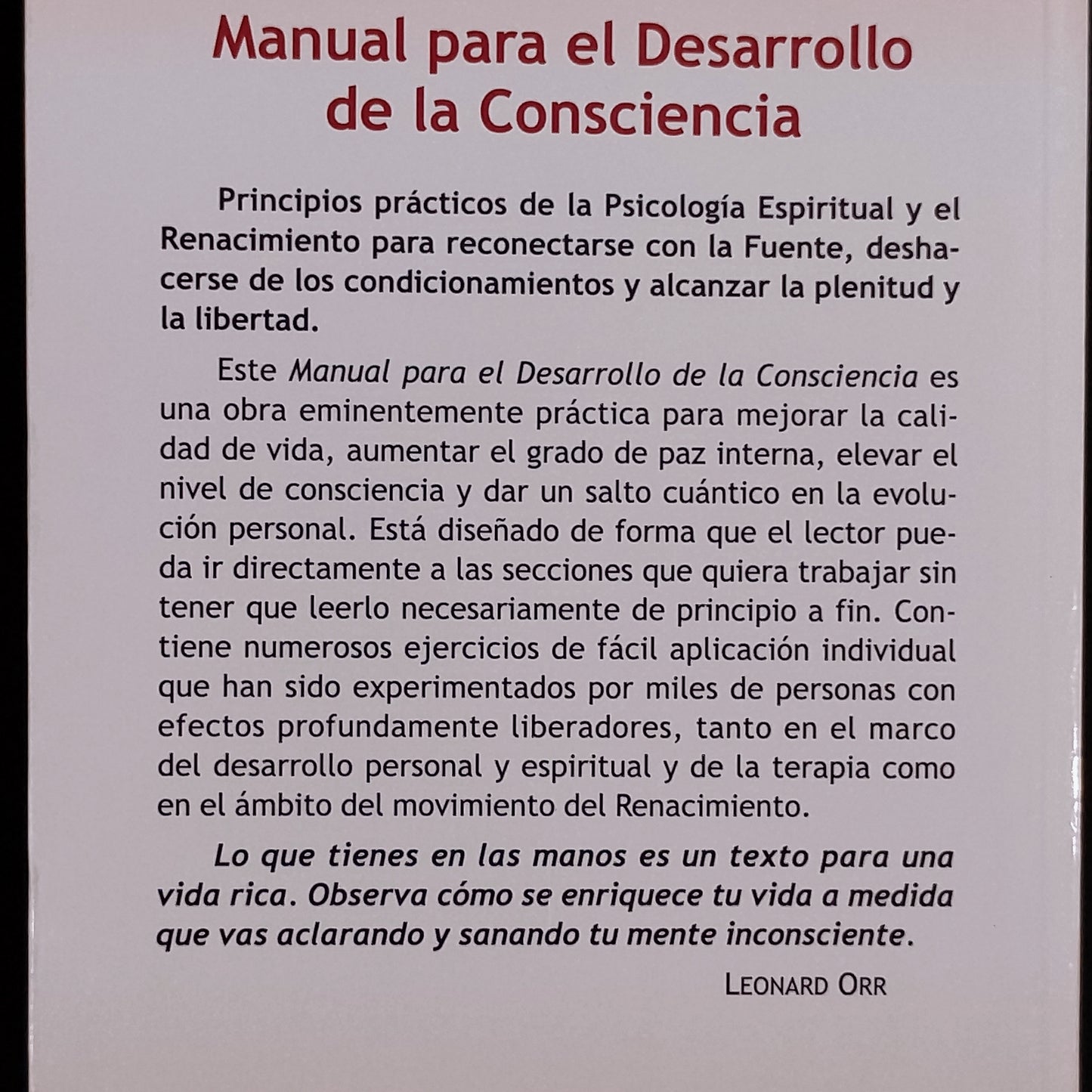 Manual para el desarrollo de la Consciencia - Fanny Van Laere, Leonardo D. Orr