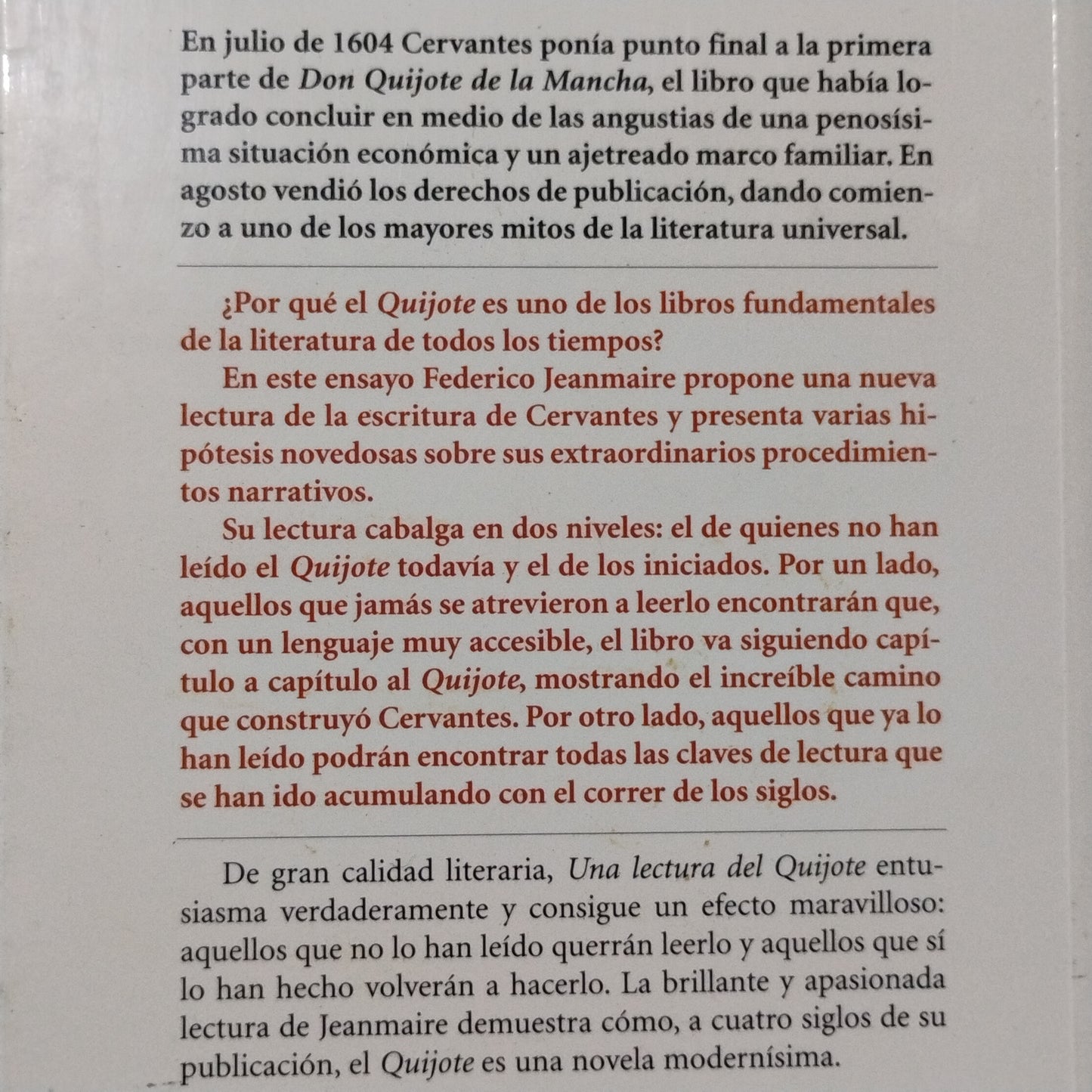 Una lectura del Quijote - Federico Jeanmaire