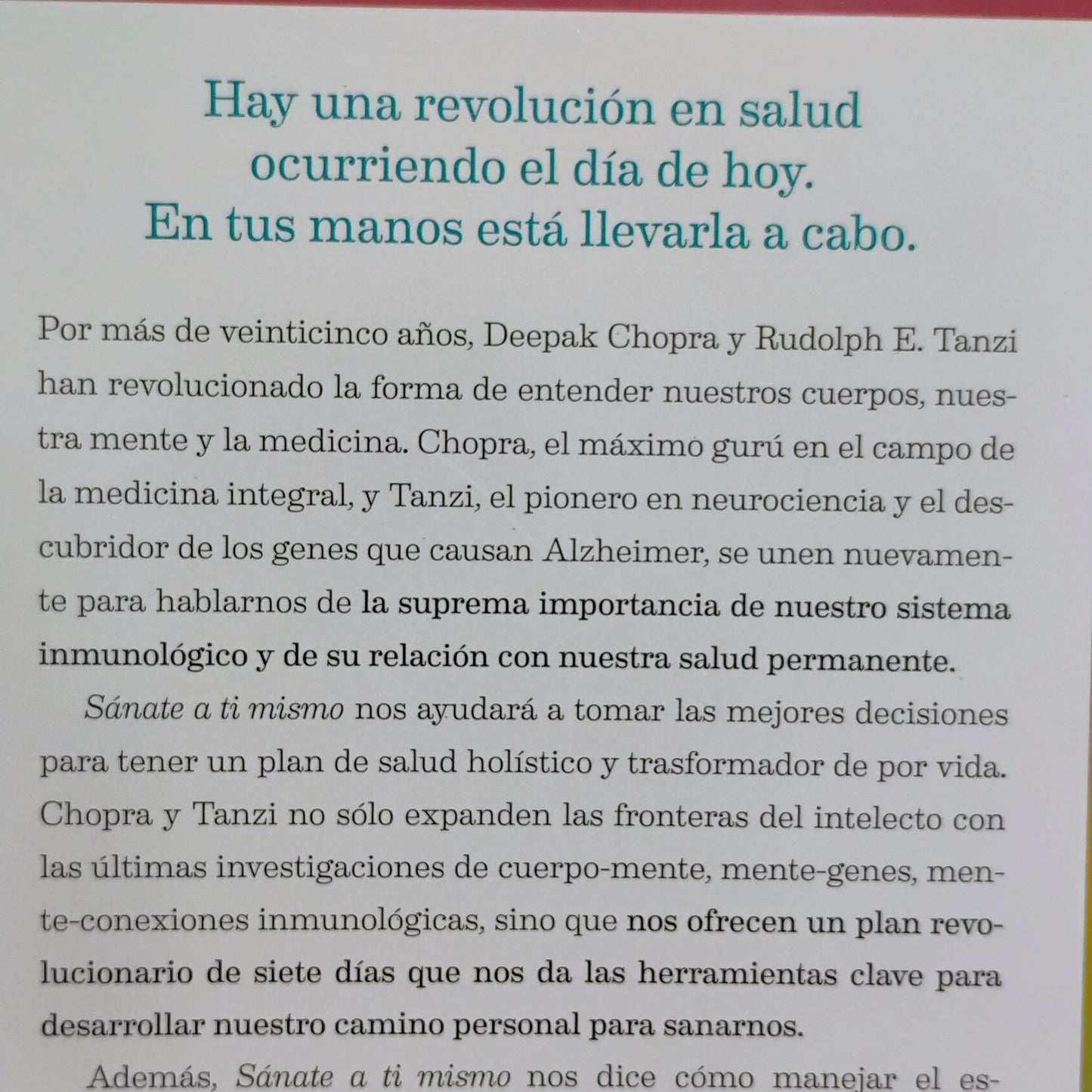 Sánate a tí mismo - Deepak Chopra,Rudolph E. Tanzi