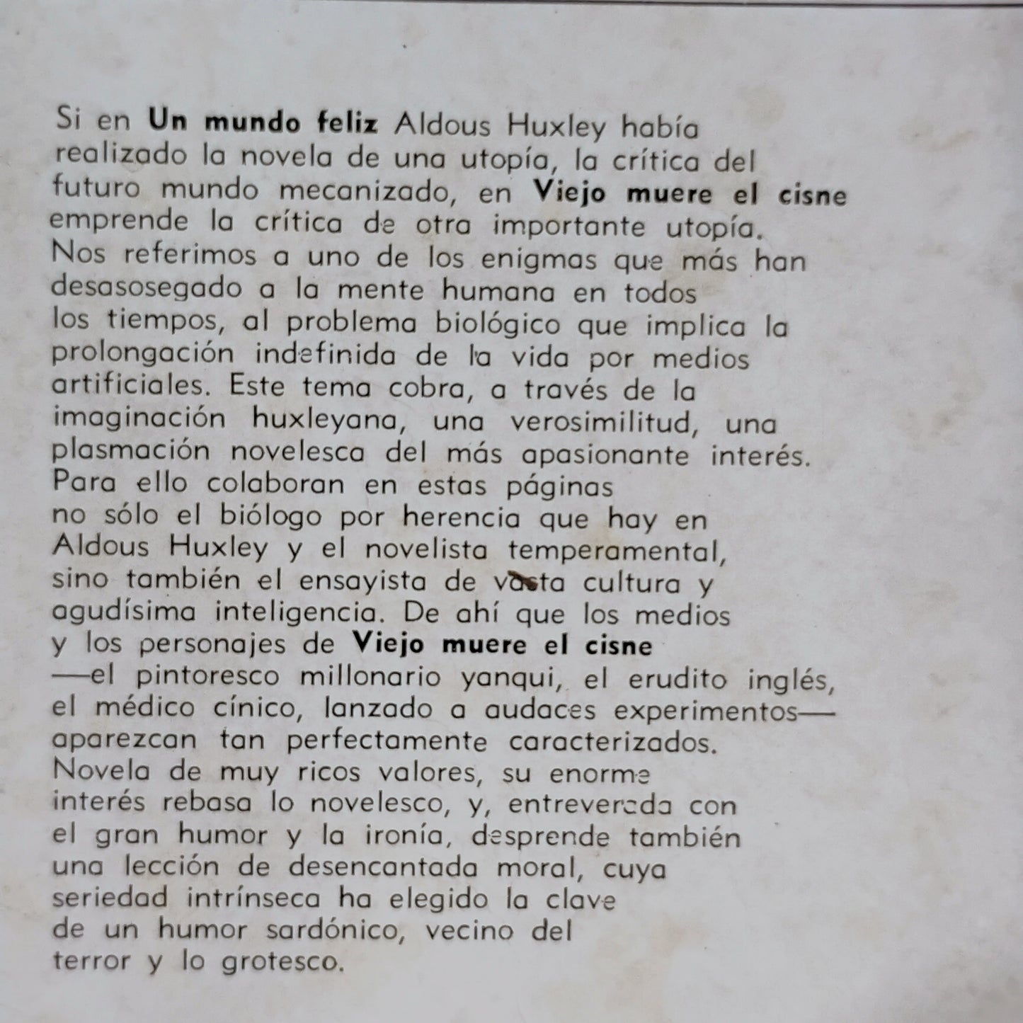 Viejo muere el cisne - Aldous Huxley