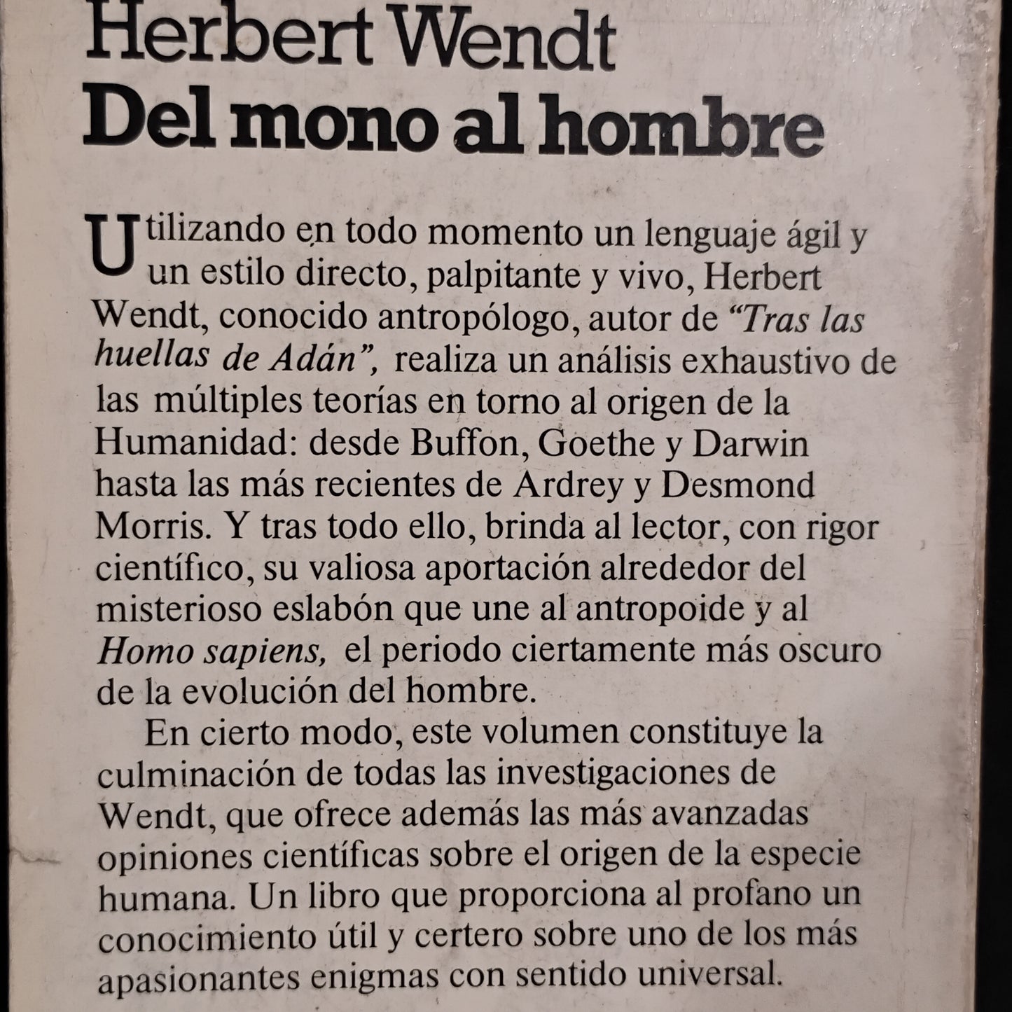Del mono al hombre - Herbert Wendt