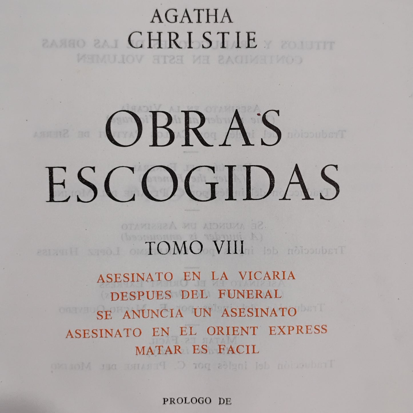 Agatha Christie. Obras escogidas Tomo VIII.