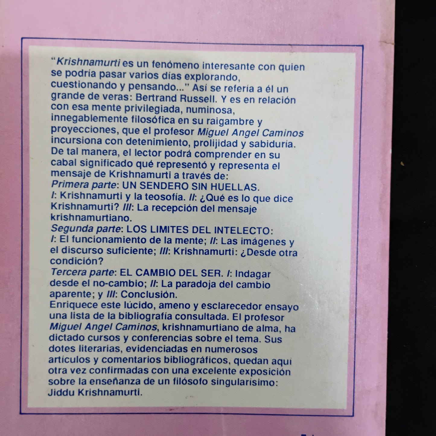 En torno a las enseñanzas de Krishnamurti - Miguel Ángel Caminos