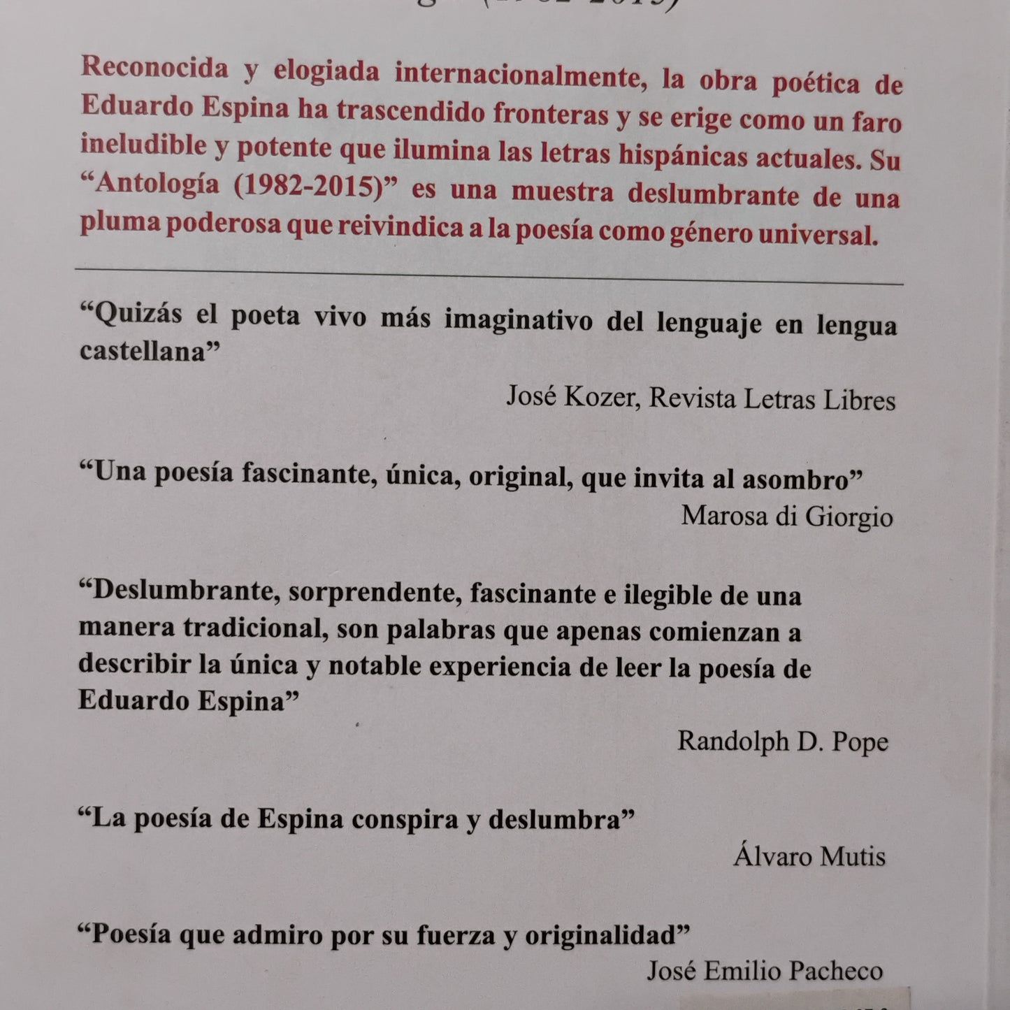 La imaginación invisible. Antología (1982-2015) - Eduardo Espina