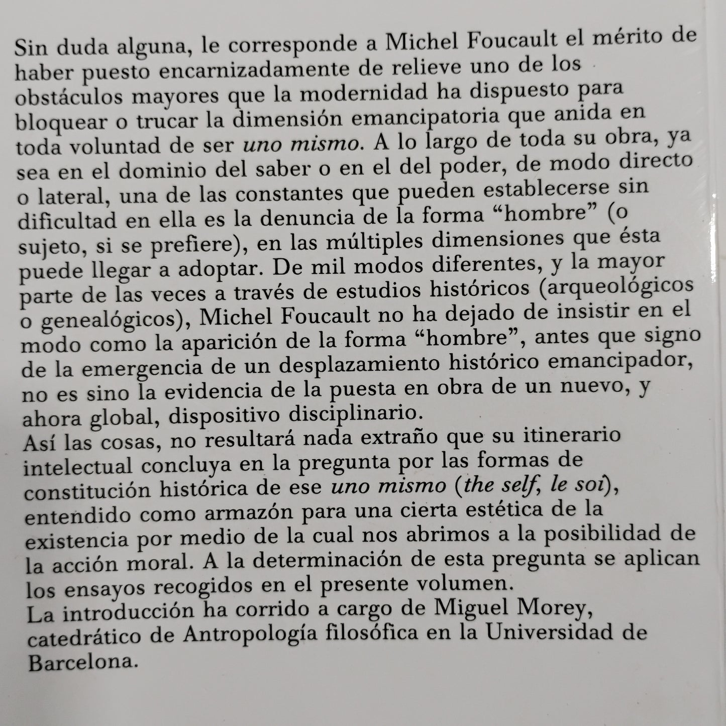 Michel Foucault. Tecnologías del yo y otros textos afines.