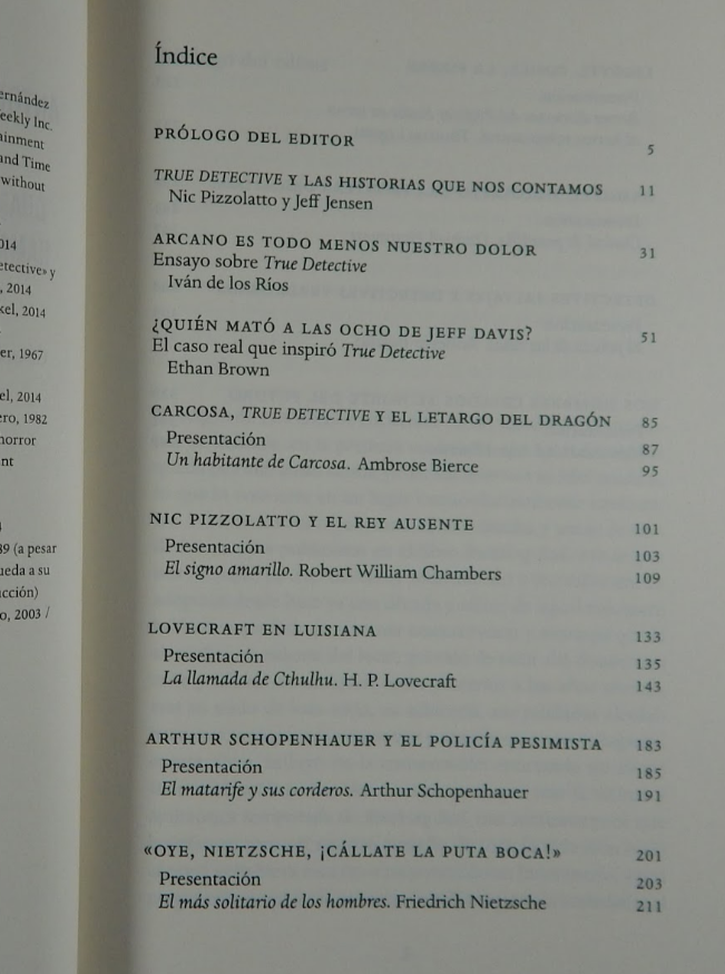 True Detective. Antología de lecturas no obligatorias.