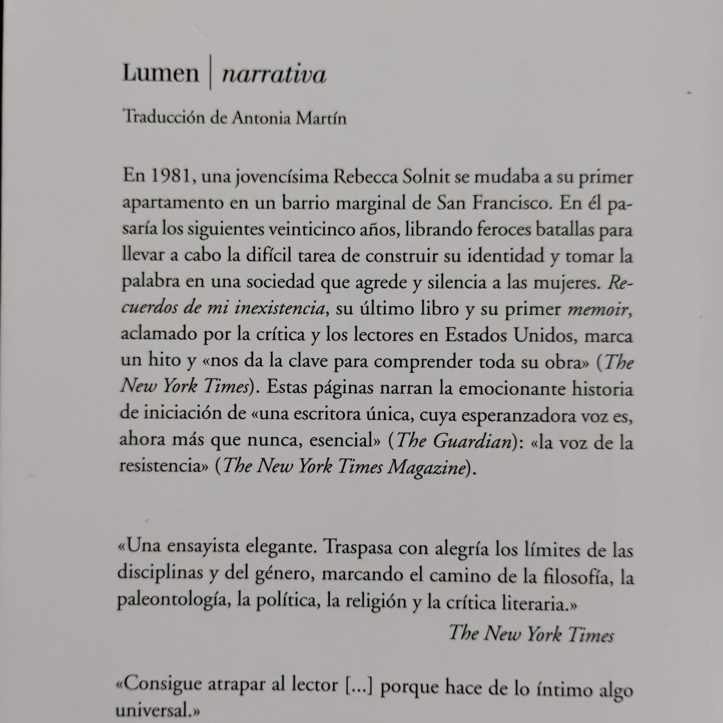 Recuerdos de mi inexistencia - Rebecca Solnit