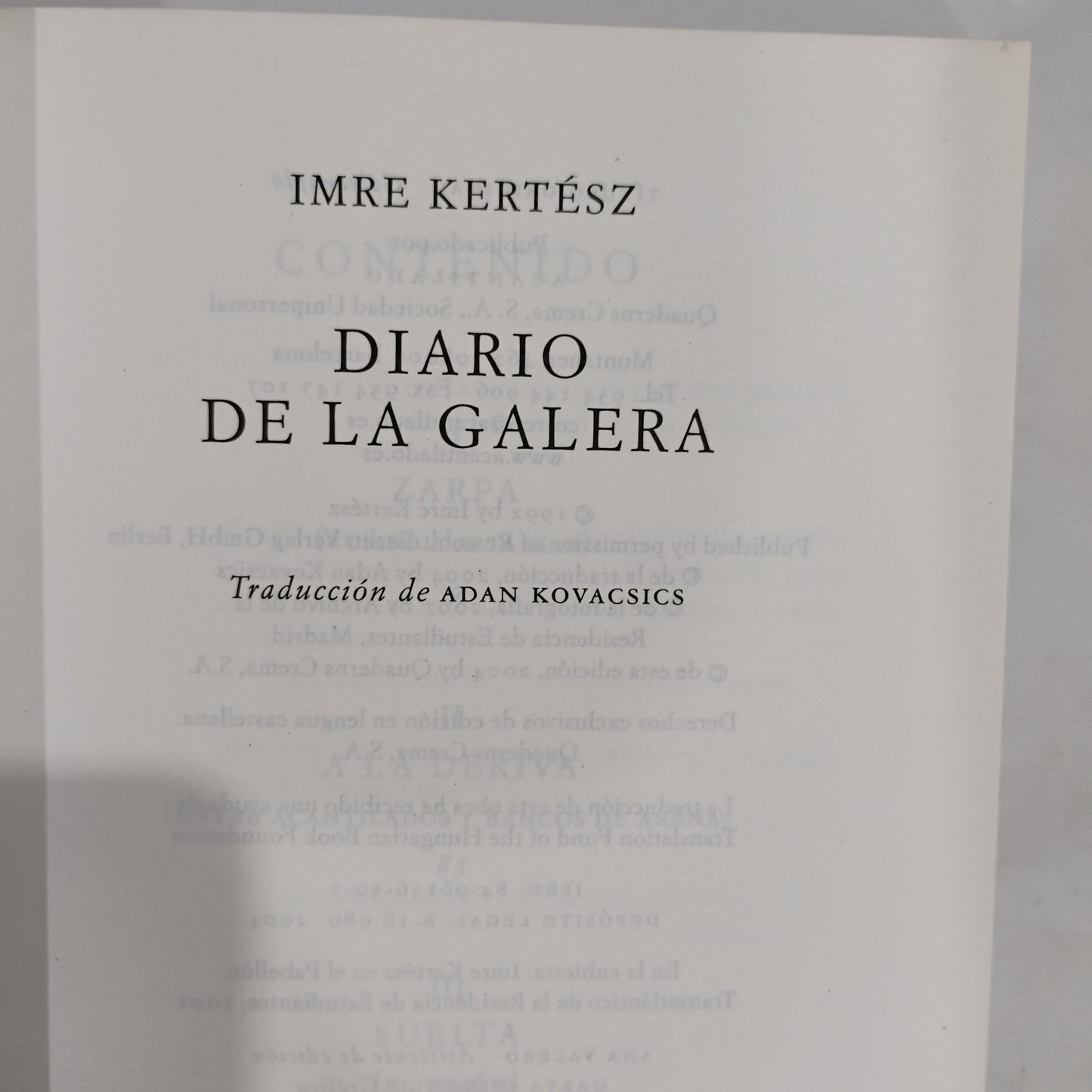 Diario de la galera - Imre Kertész