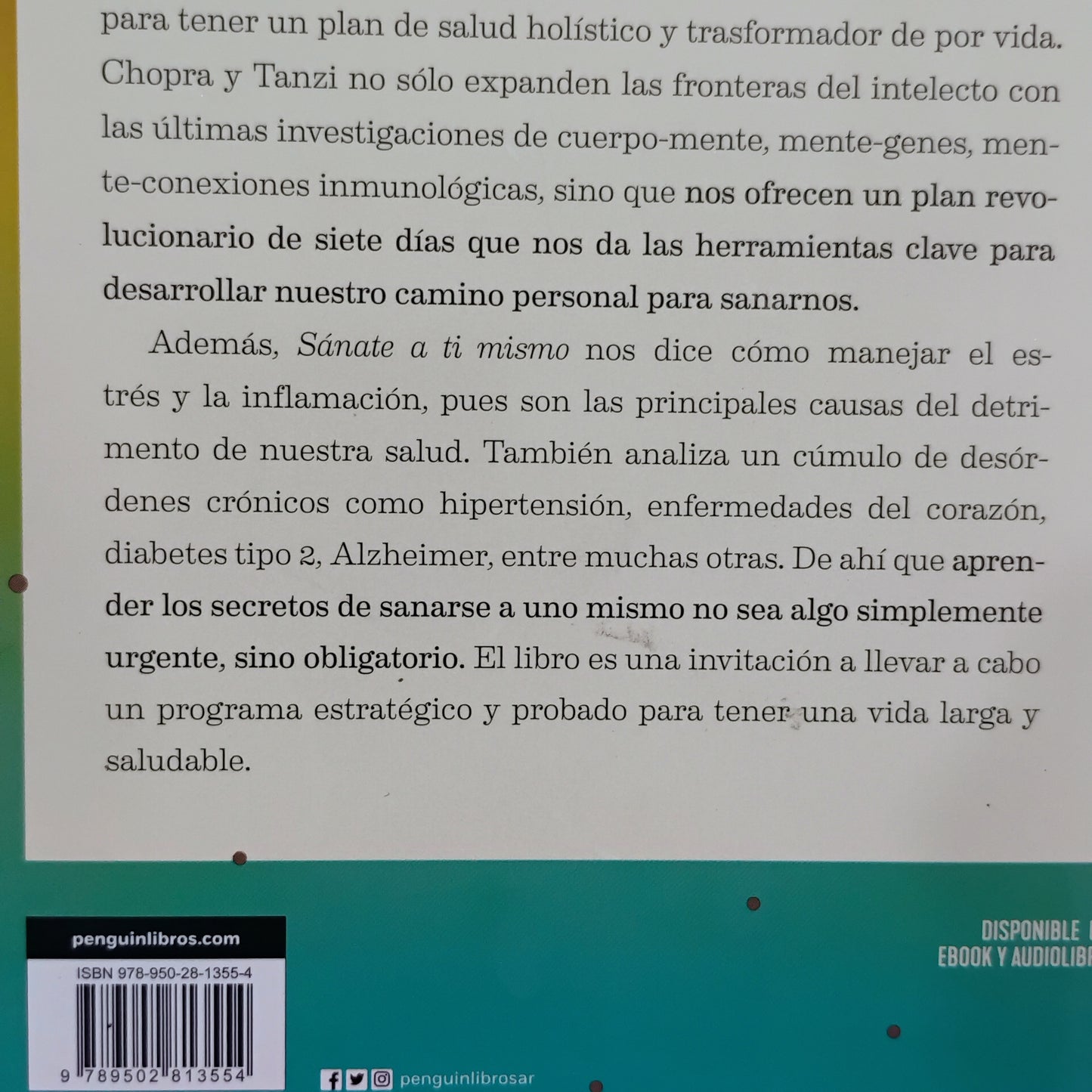 Sánate a tí mismo - Deepak Chopra,Rudolph E. Tanzi