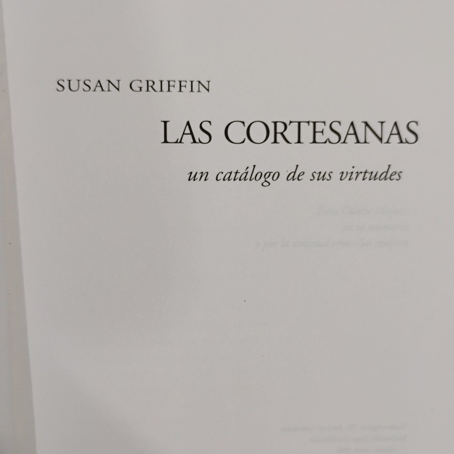 Las Cortesanas. Un catálogo de sus virtudes - Susan Griffin