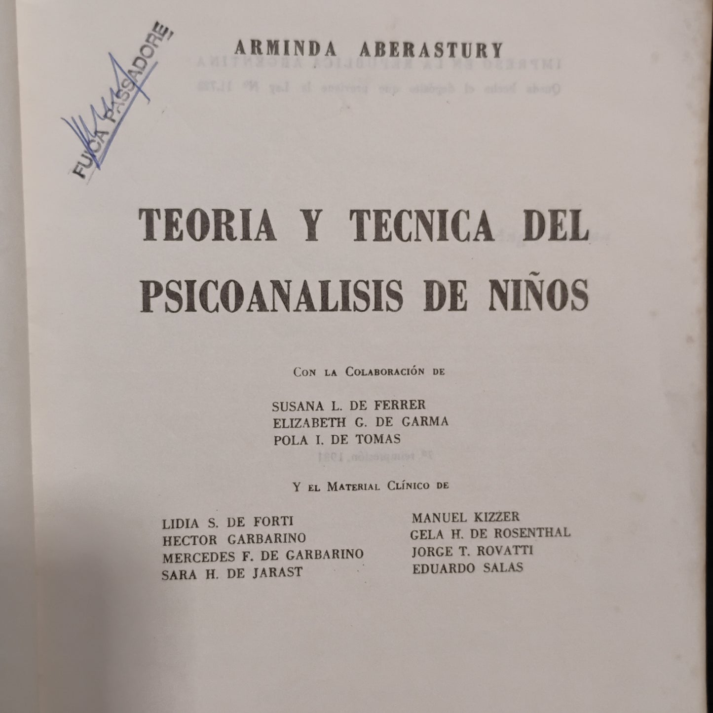 Teoría y técnica del psicoanálisis de niños - Arminda Aberastury