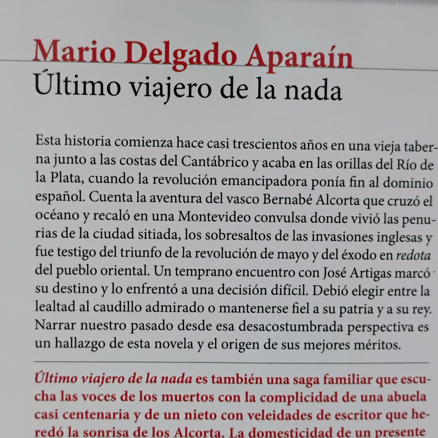 Último viajero de la nada - Mario Delgado Aparaín