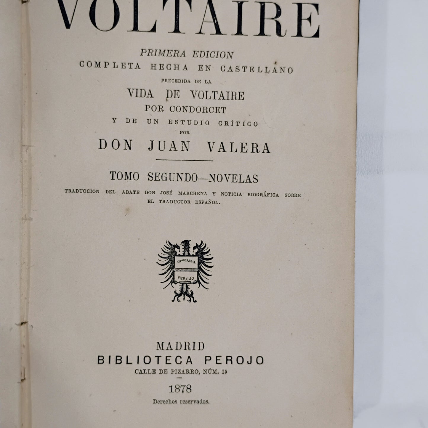 VOLTAIRE (tomo segundo novelas)