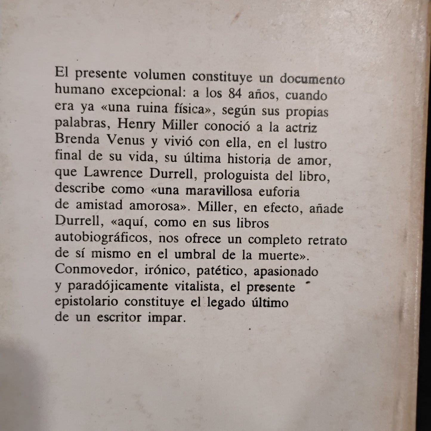 QUERIDA BRENDA. Las cartas de amor de Henry Miller a Brenda Venus