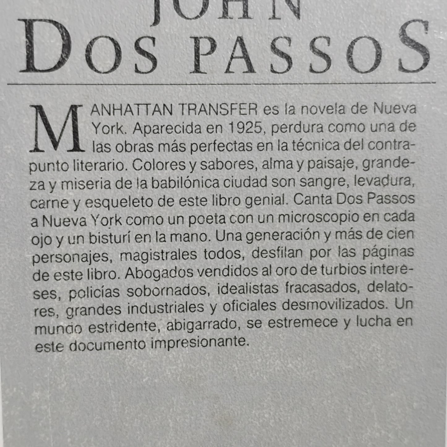 MANHATTAN TRANSFER - John Dos Passos