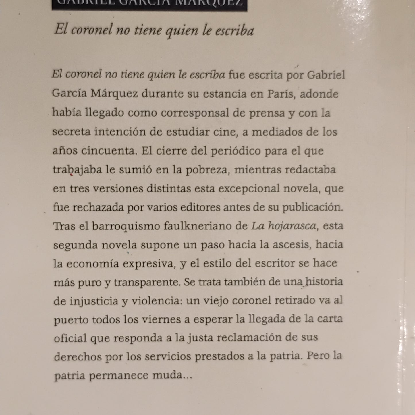 El Coronel no tiene quien le escriba - Gabriel García Márquez