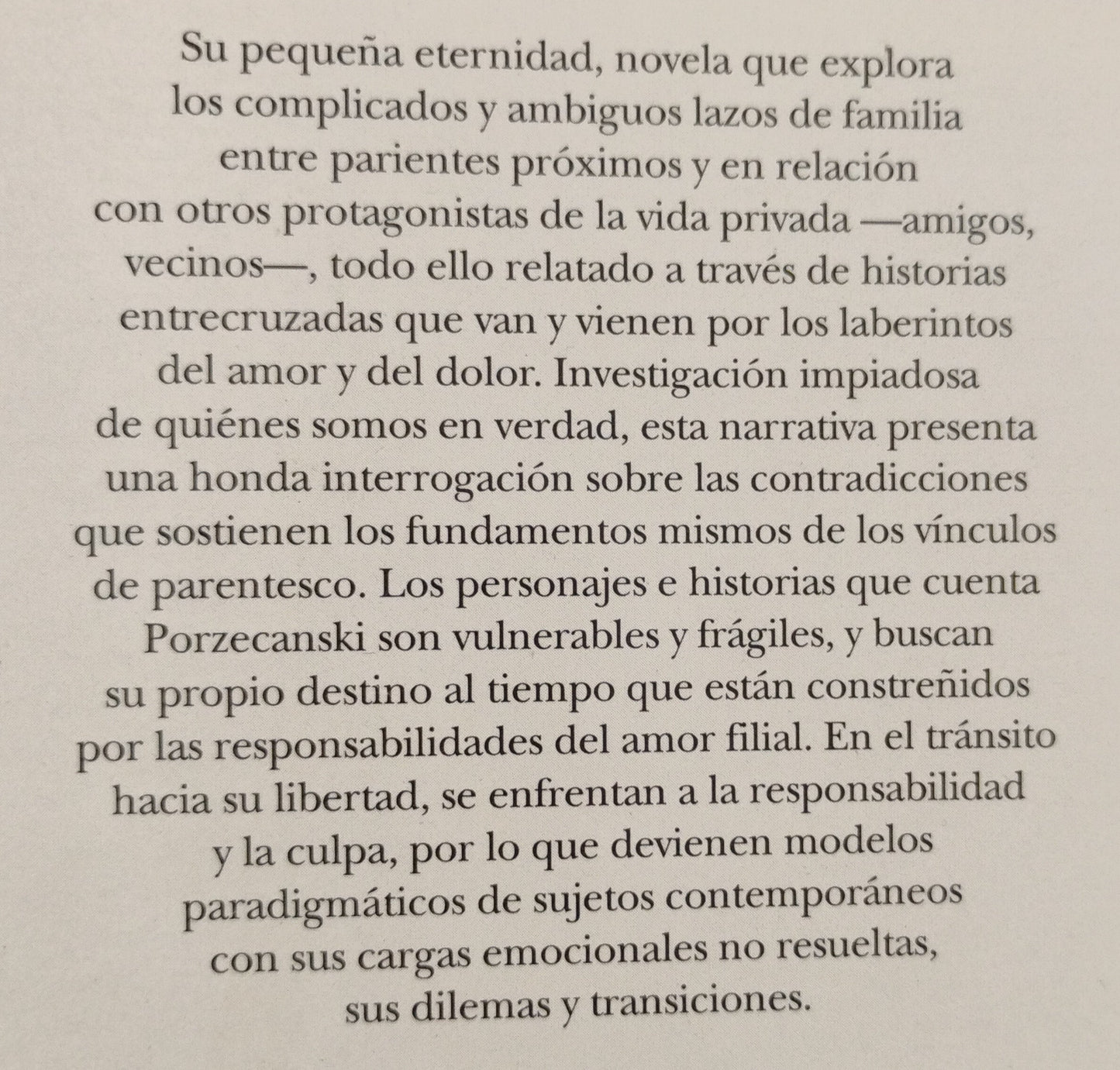 Su pequeña eternidad - Teresa Porzecanski