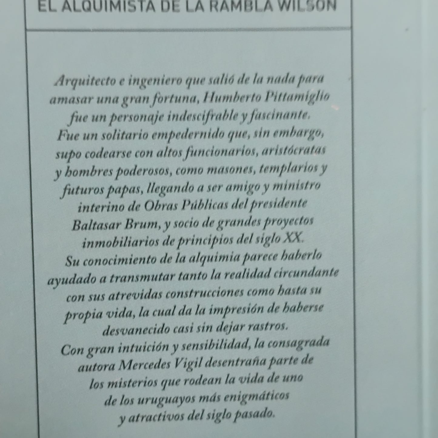 El alquimista de la Rambla Wilson - Mercedes Vigil