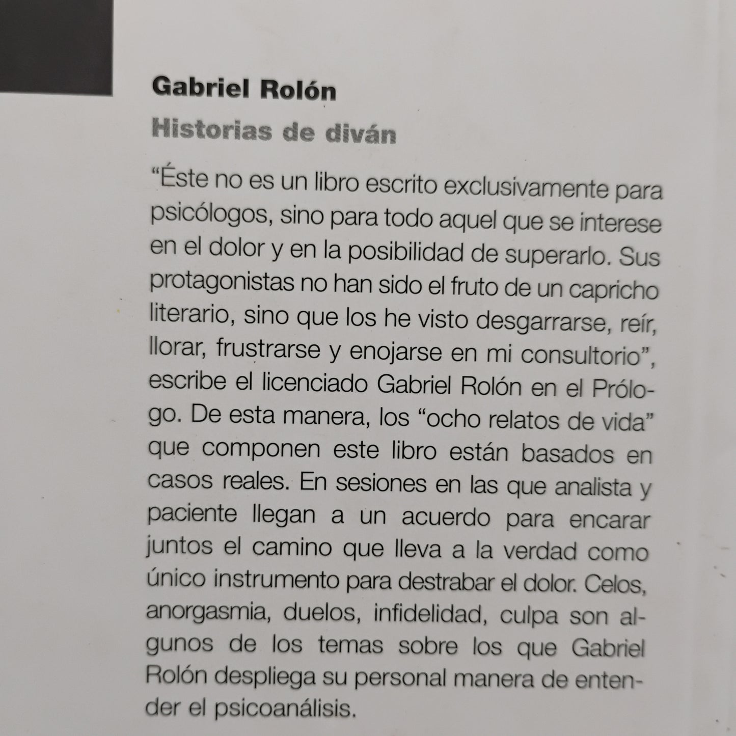 HISTORIAS DE DIVÁN. Ocho relatos de vida- Gabriel Rolón