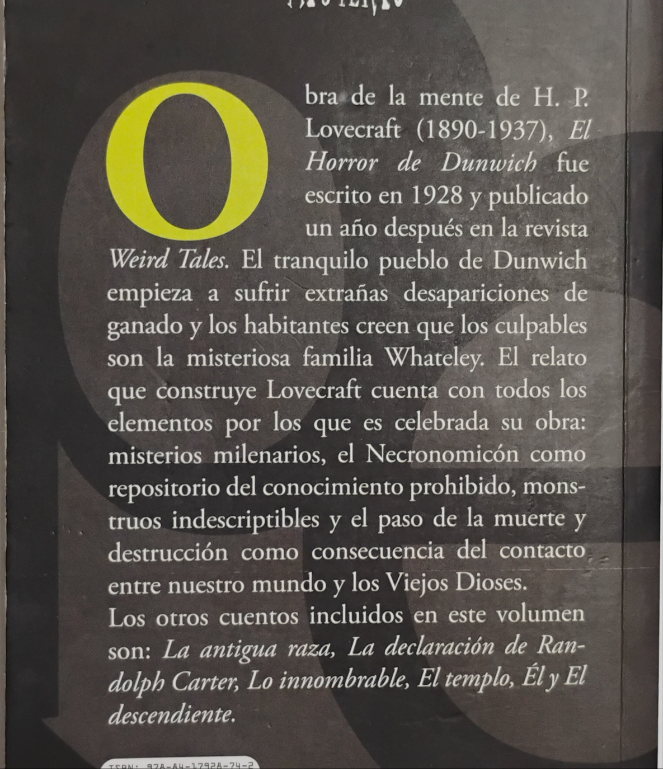 El Horror de Dunwich y otros relatos - H. P. Lovecraft