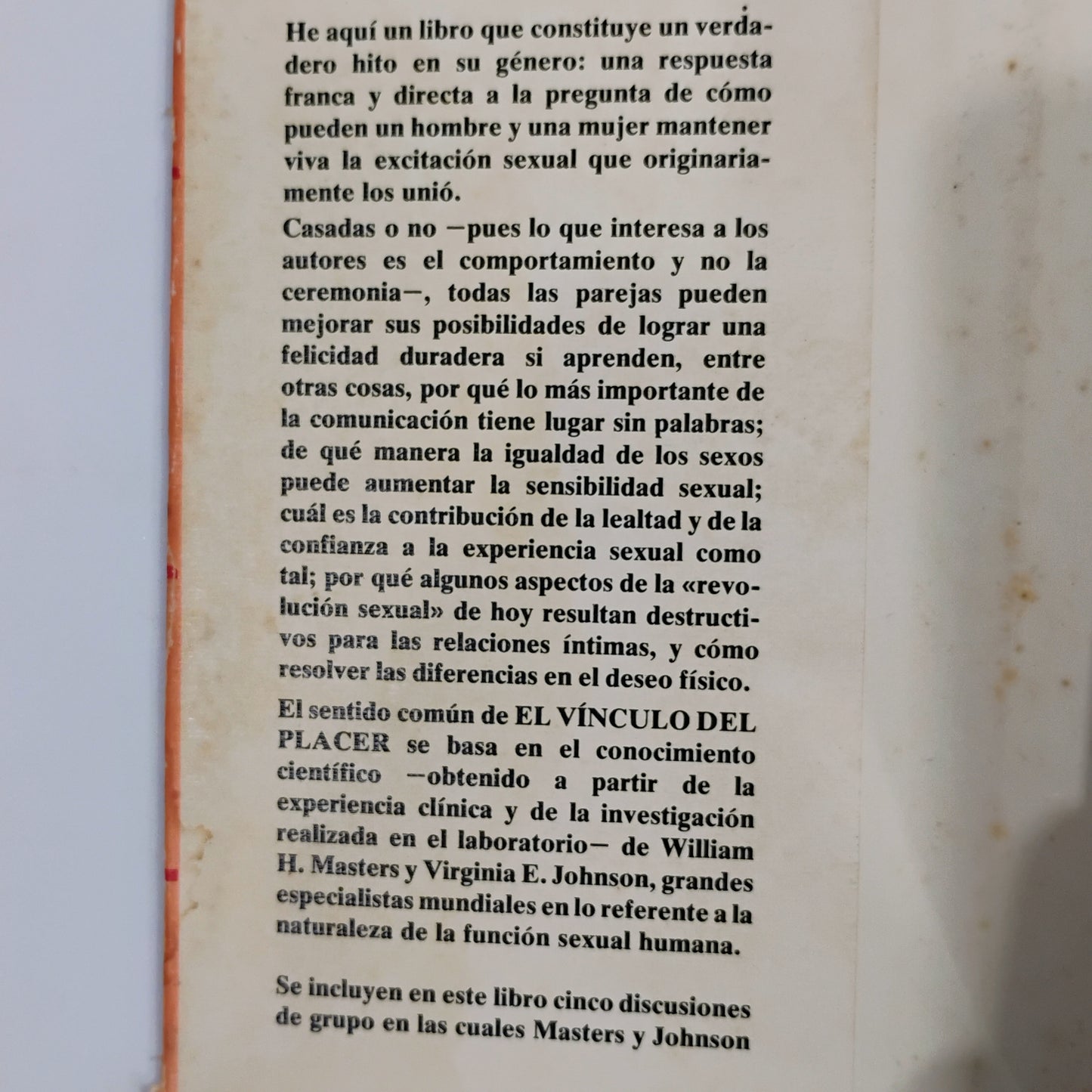 El vínculo del placer. Un nuevo enfoque del compromiso sexual - Masters & Johnson