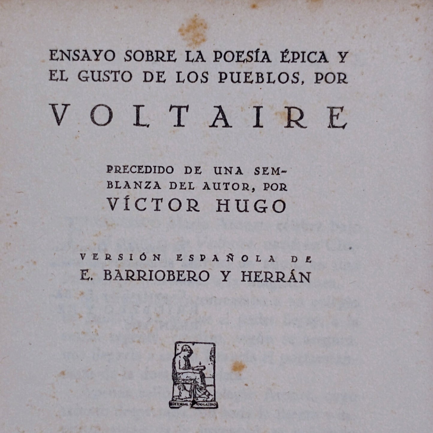 Ensayo sobre la poesía épica y el gusto de los pueblos- Voltaire