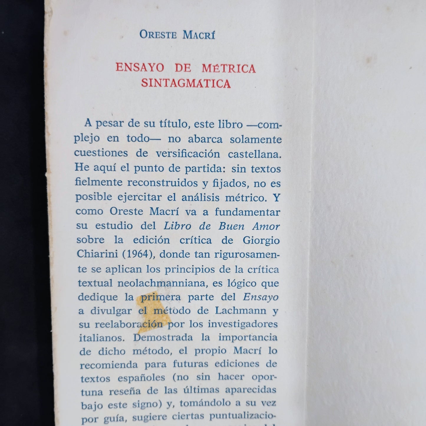 Ensayo de métrica sintagmàtica - Orestes Macri