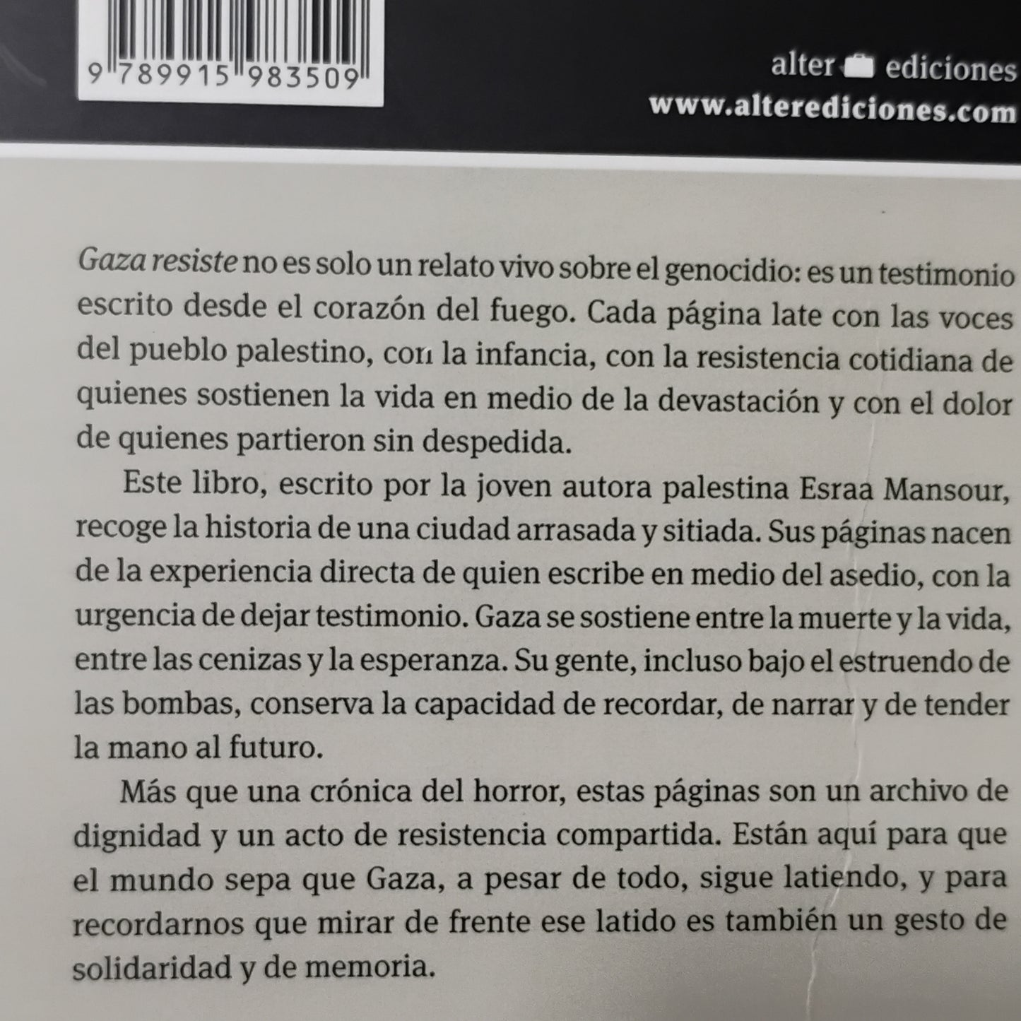 GAZA RESISTE. Un sufrimiento inolvidable - Esraa Mansour