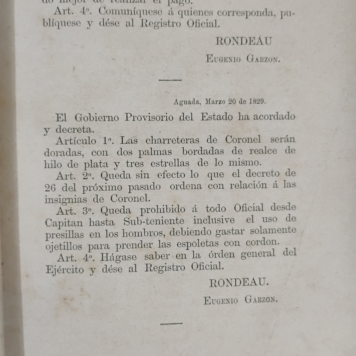 RECOPILACIÓN DE DECRETOS MILITARES (1828–1889) Tomo I - Coronel de Artillería Pedro de León (Compilador)