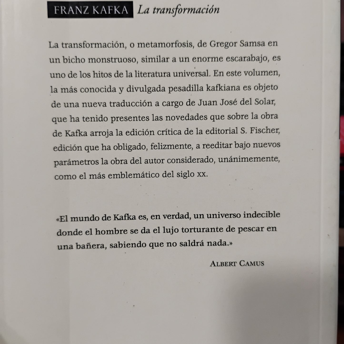 LA TRANSFORMACIÓN - Franz Kafka