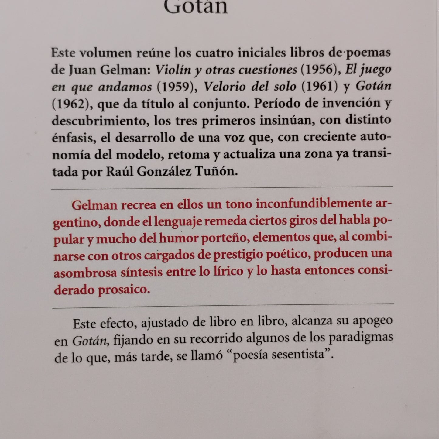 GOTÁN - Juan Gelman