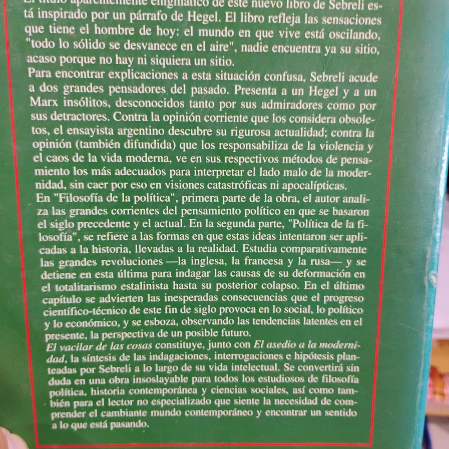 El vacilar de las cosas - Juan José Sebreli