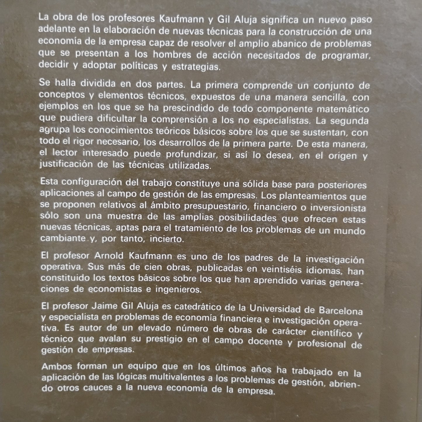 TÉCNICAS DE GESTIÓN DE EMPRESA. Previsiones, decisiones y estrategias - Kaufmann, Gil